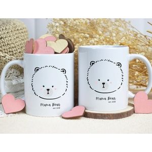 Handmade Mama Bear Mug, Custom Est. Year, 11oz - 15oz Ceramic Mug, Gift for Mom